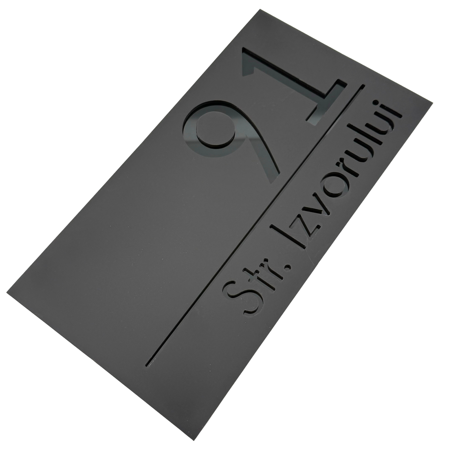 PREMIUM HOUSE NUMBER - Satin Black Glossy Black - 28×15 cm
