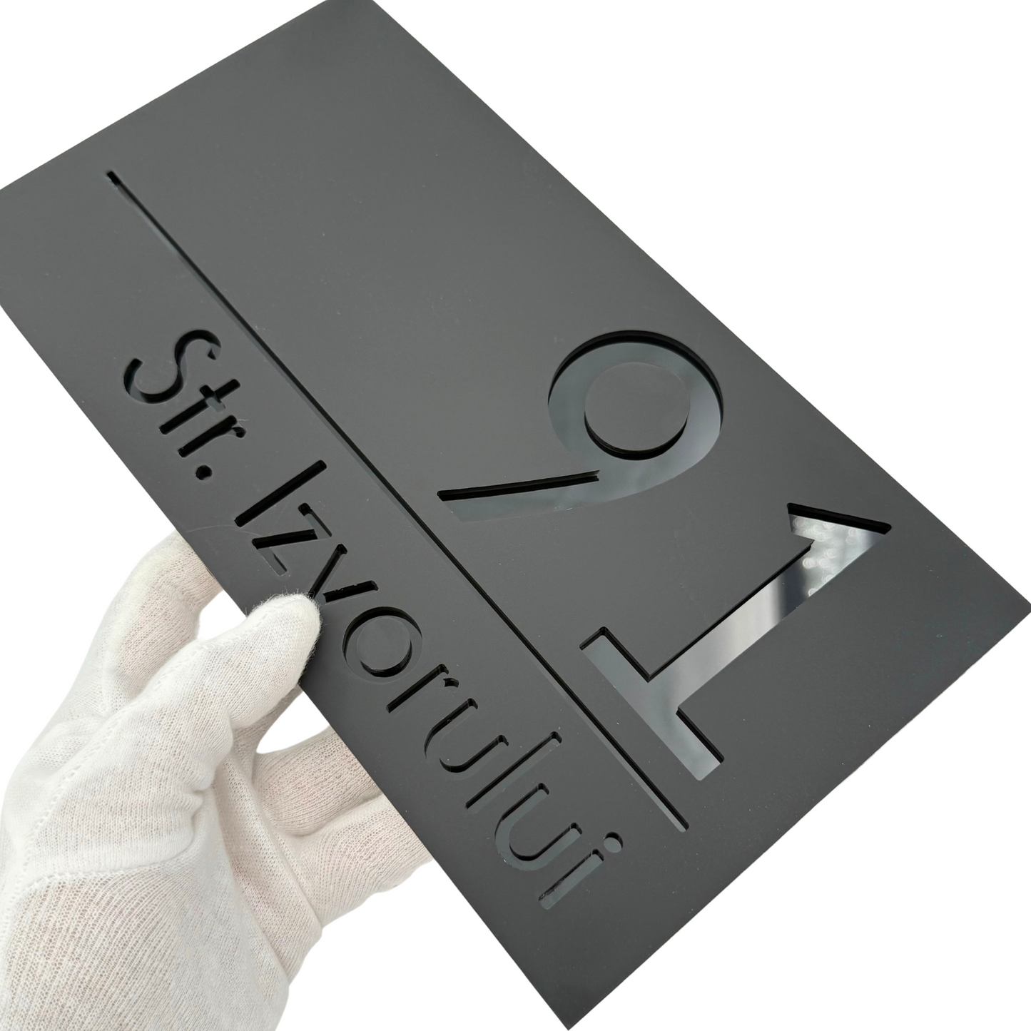 PREMIUM HOUSE NUMBER - Satin Black Glossy Black - 28×15 cm