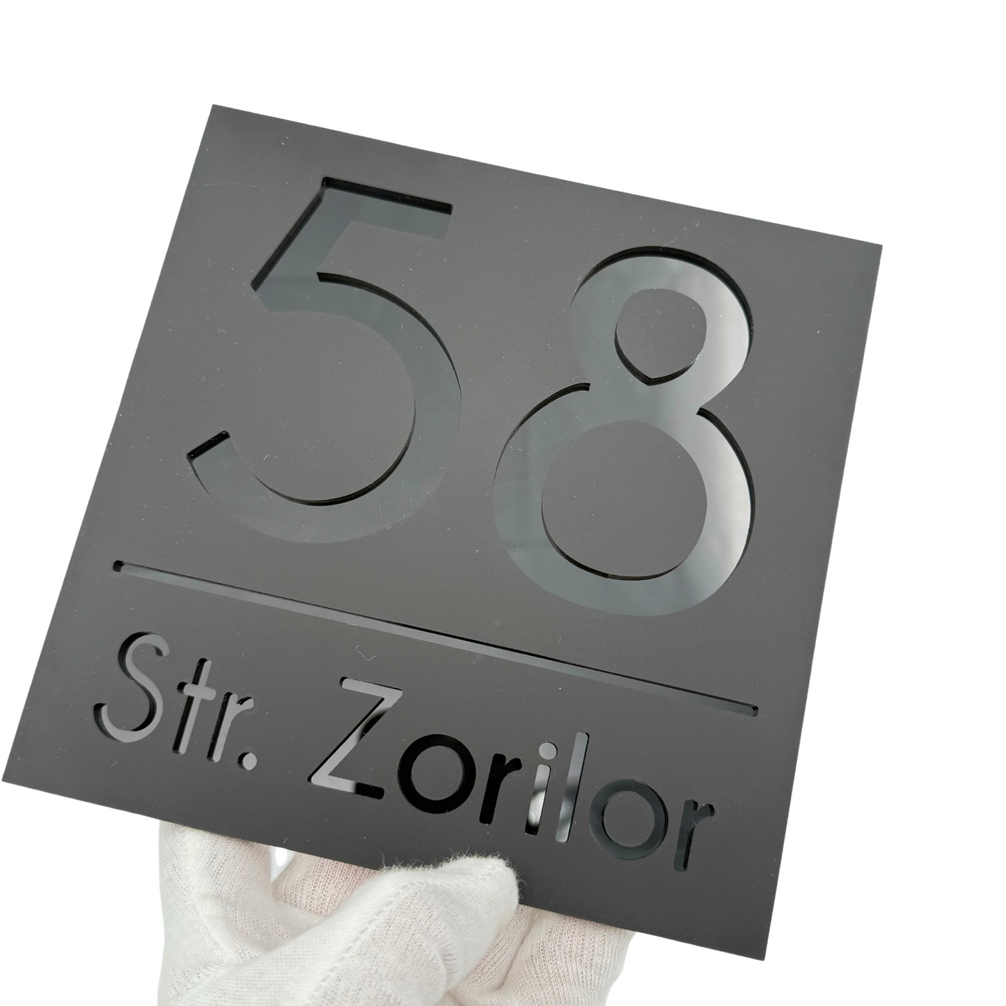 PREMIUM HOUSE NUMBER - Satin Black Glossy Black - 17×17 cm
