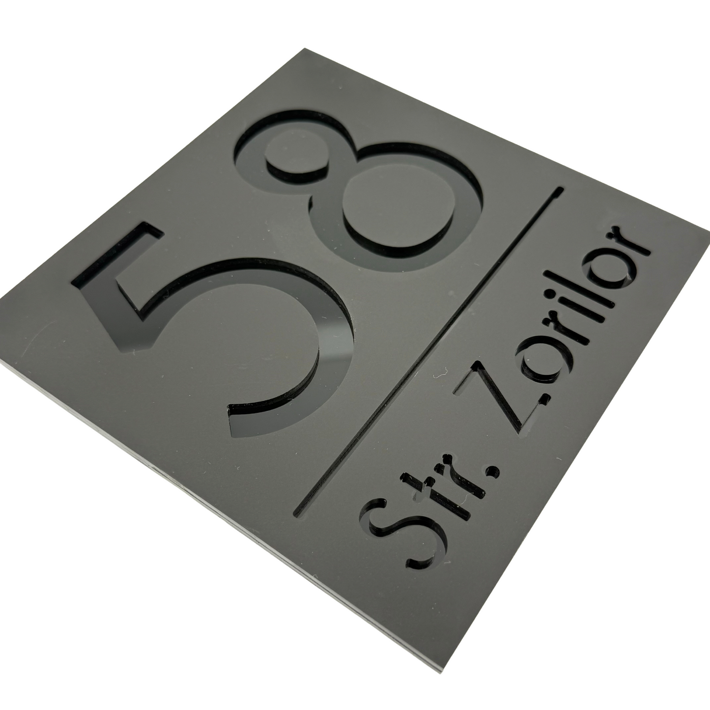 PREMIUM HOUSE NUMBER - Satin Black Glossy Black - 17×17 cm