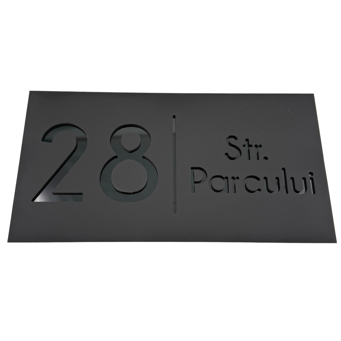 PREMIUM HOUSE NUMBER - Satin Black Glossy Black - 28×15 cm