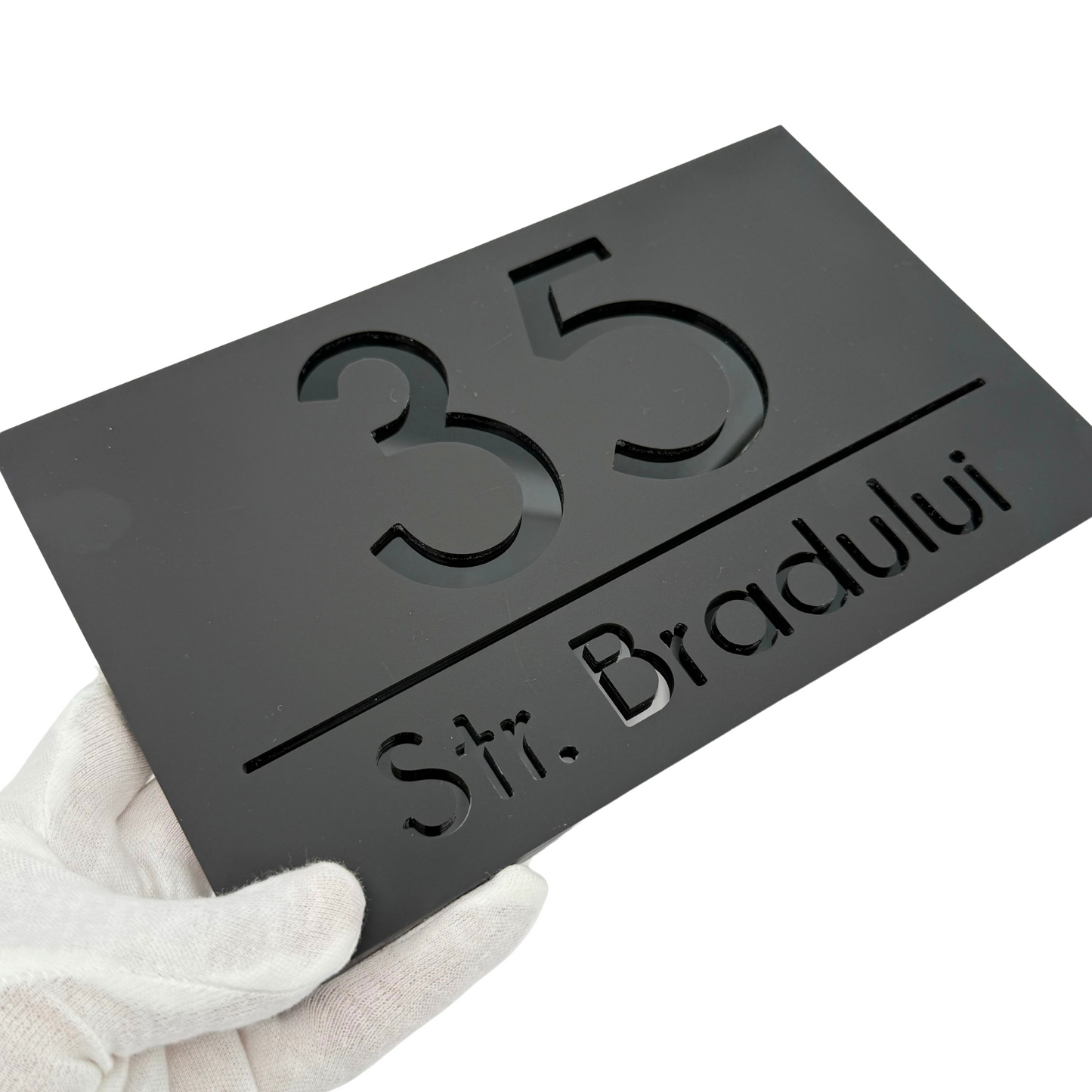 PREMIUM HOUSE NUMBER - Satin Black Glossy Black - 24×15 cm