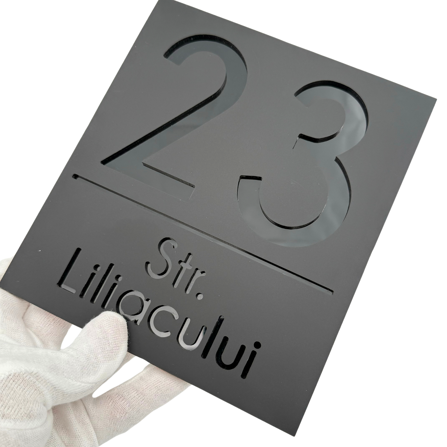 PREMIUM HOUSE NUMBER - Satin Black Glossy Black - 18×16 cm