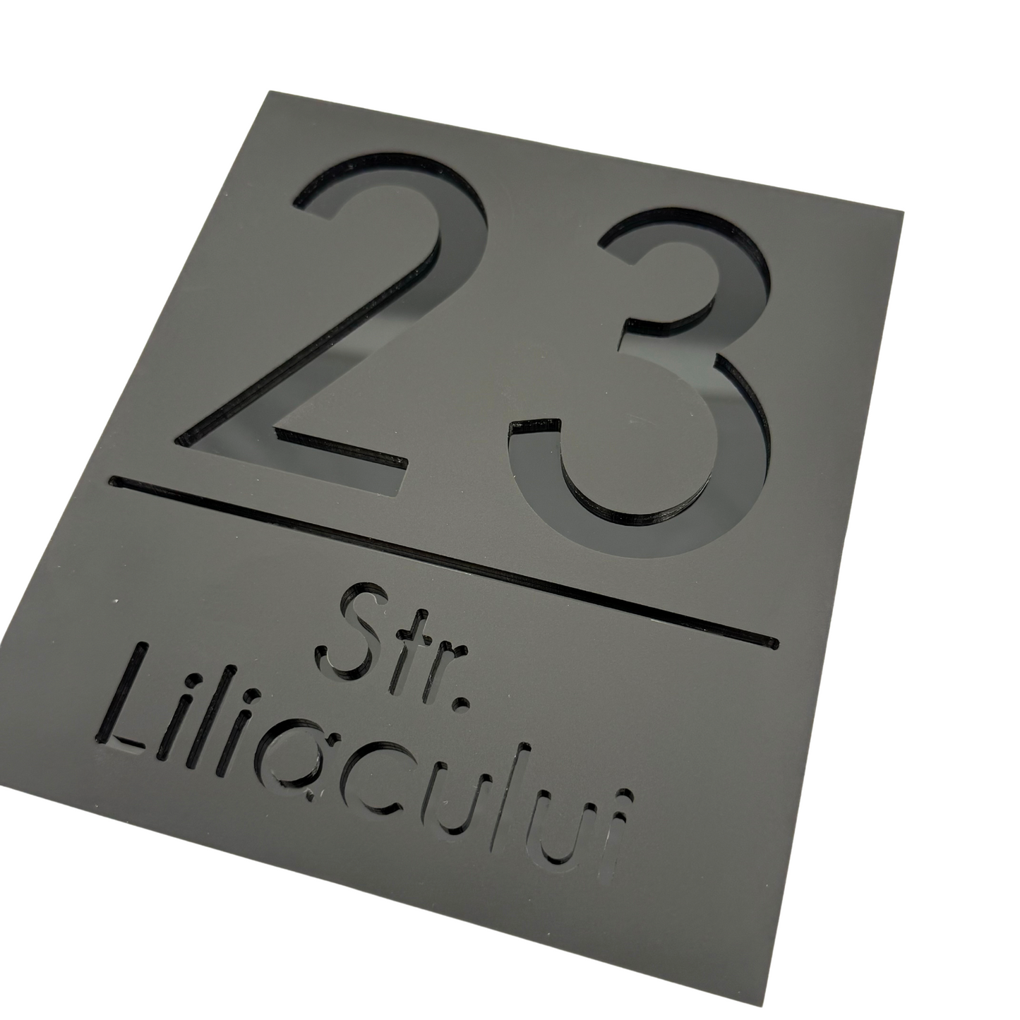 PREMIUM HOUSE NUMBER - Satin Black Glossy Black - 18×16 cm