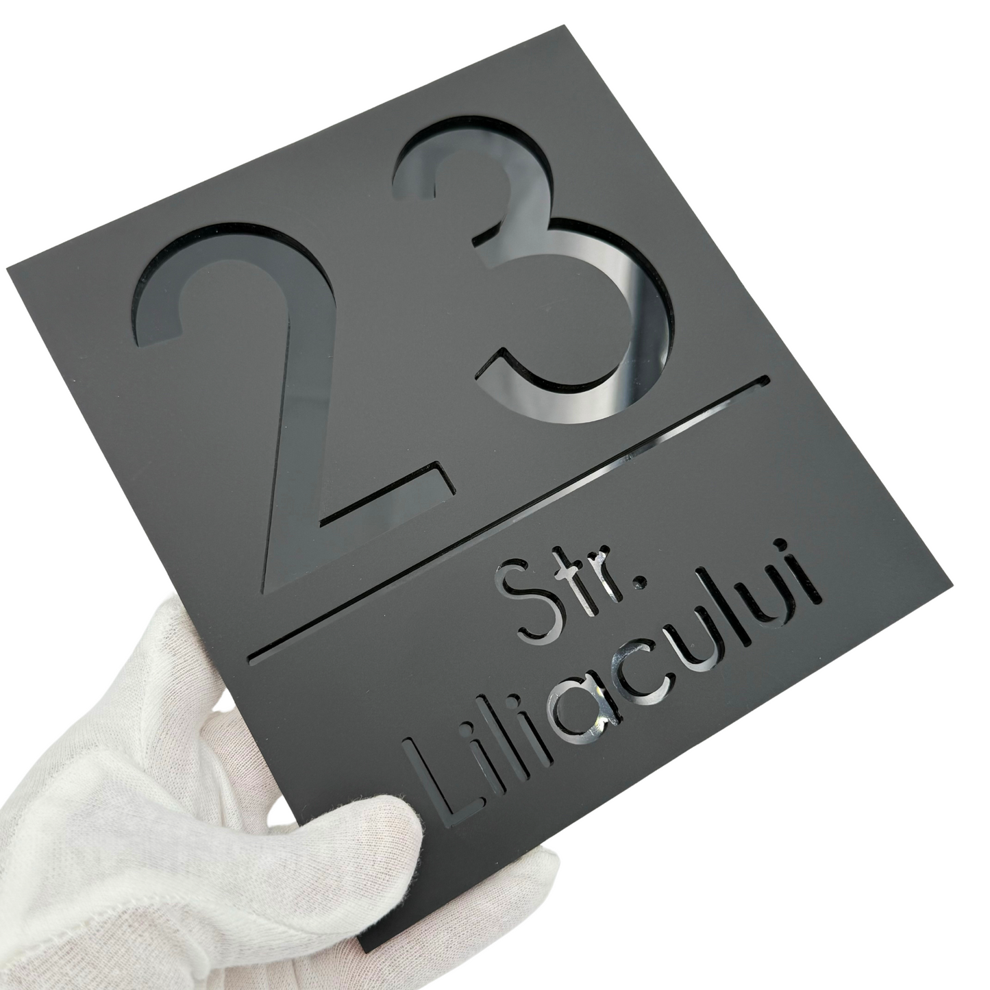 PREMIUM HOUSE NUMBER - Satin Black Glossy Black - 18×16 cm