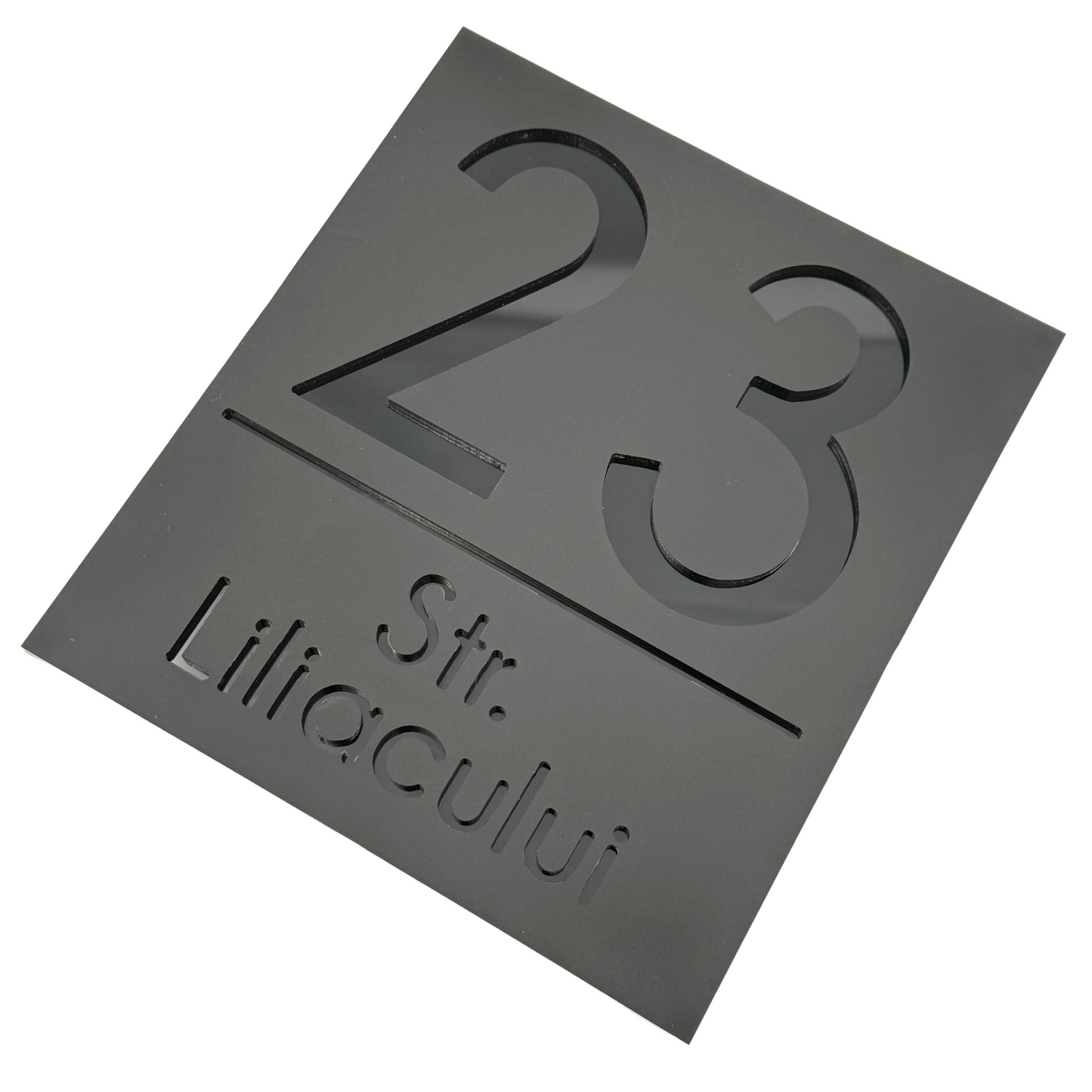 PREMIUM HOUSE NUMBER - Satin Black Glossy Black - 18×16 cm