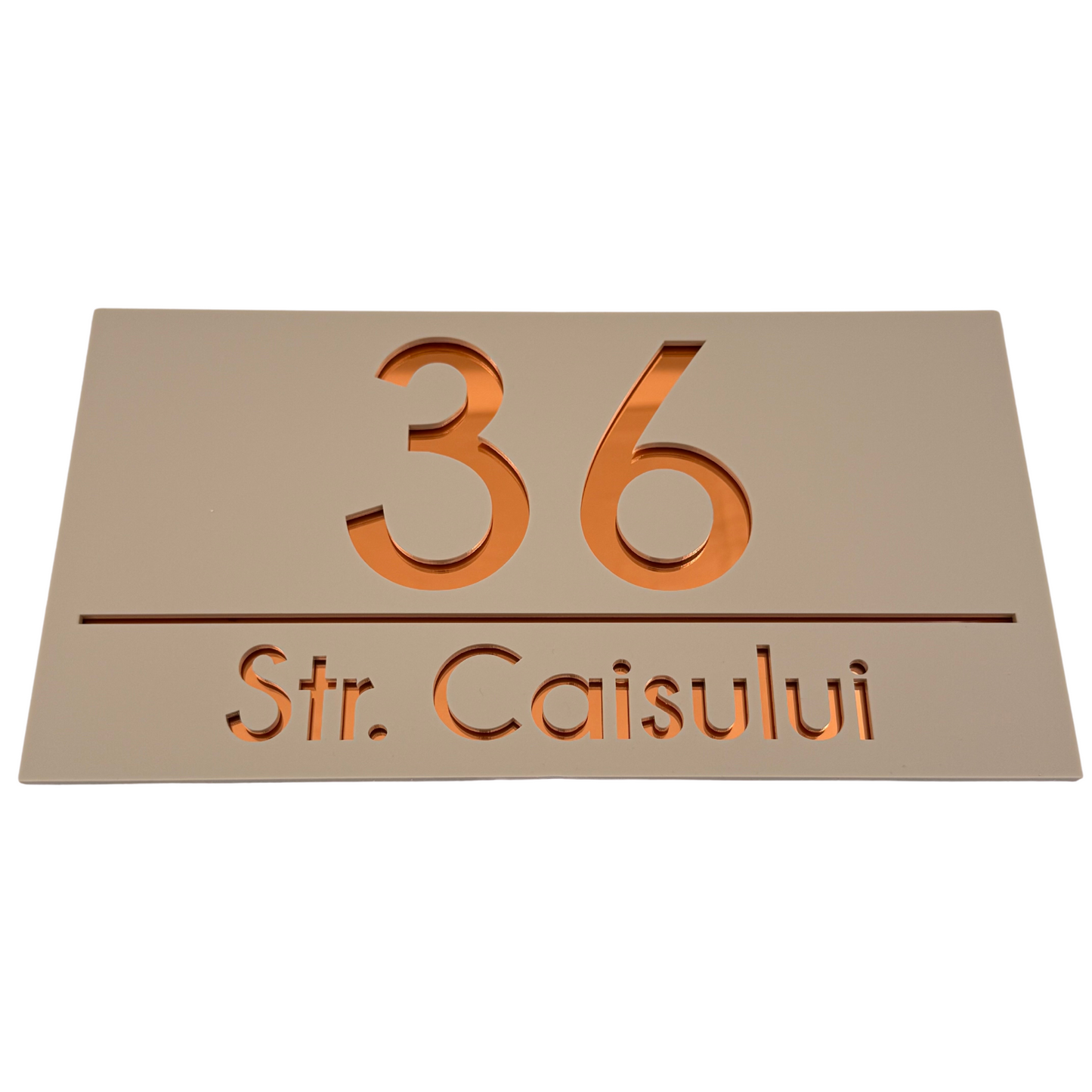 PREMIUM HOUSE NUMBER - Cream colour Satin Copper Mirror - 28×15 cm