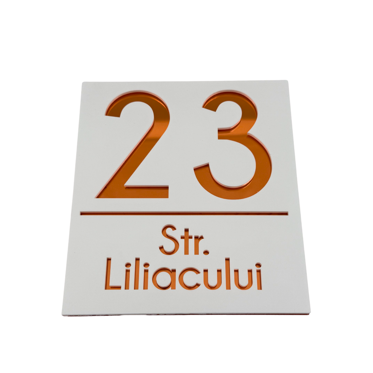 PREMIUM HOUSE NUMBER - White Satin Copper Mirror - 18×16 cm