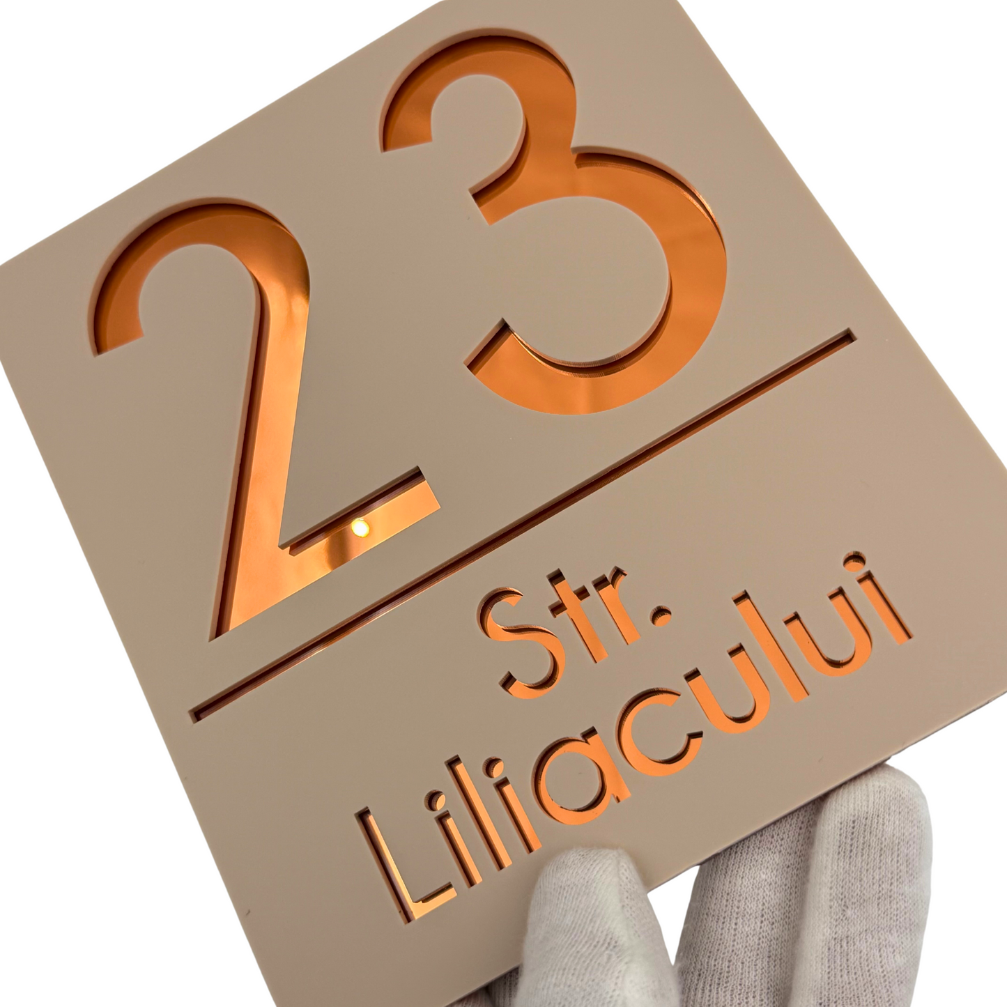 PREMIUM HOUSE NUMBER - Cream colour Satin Copper Mirror - 18×16 cm