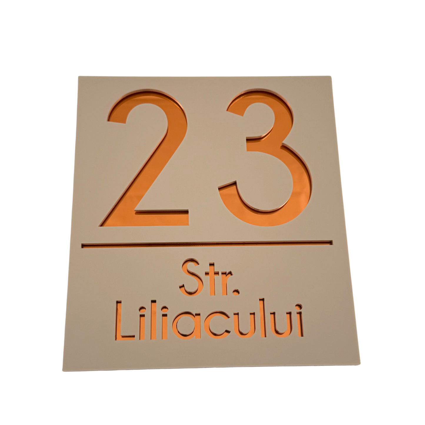 PREMIUM HOUSE NUMBER - Cream colour Satin Copper Mirror - 18×16 cm