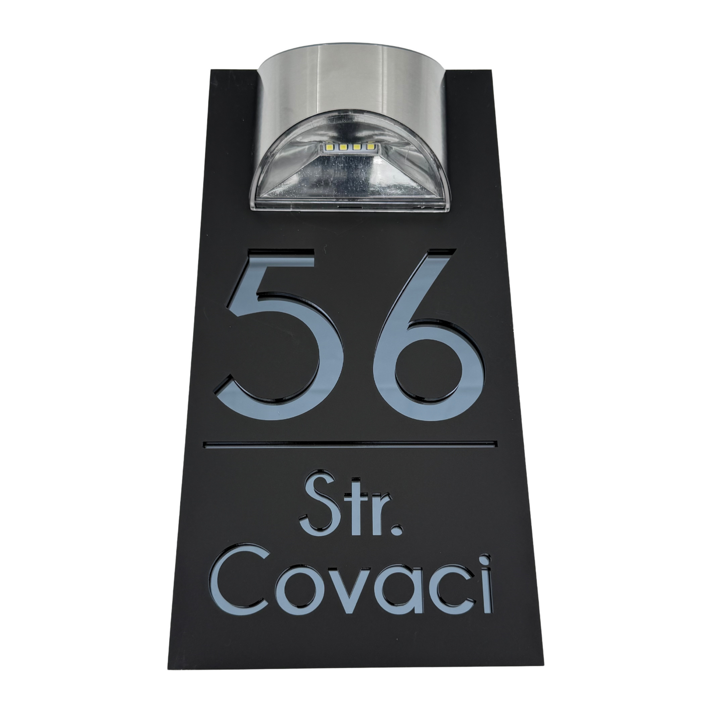 PREMIUM HOUSE NUMBER - Satin Black Anthracite Grey Mirror Lampa Solara - 30×15 cm