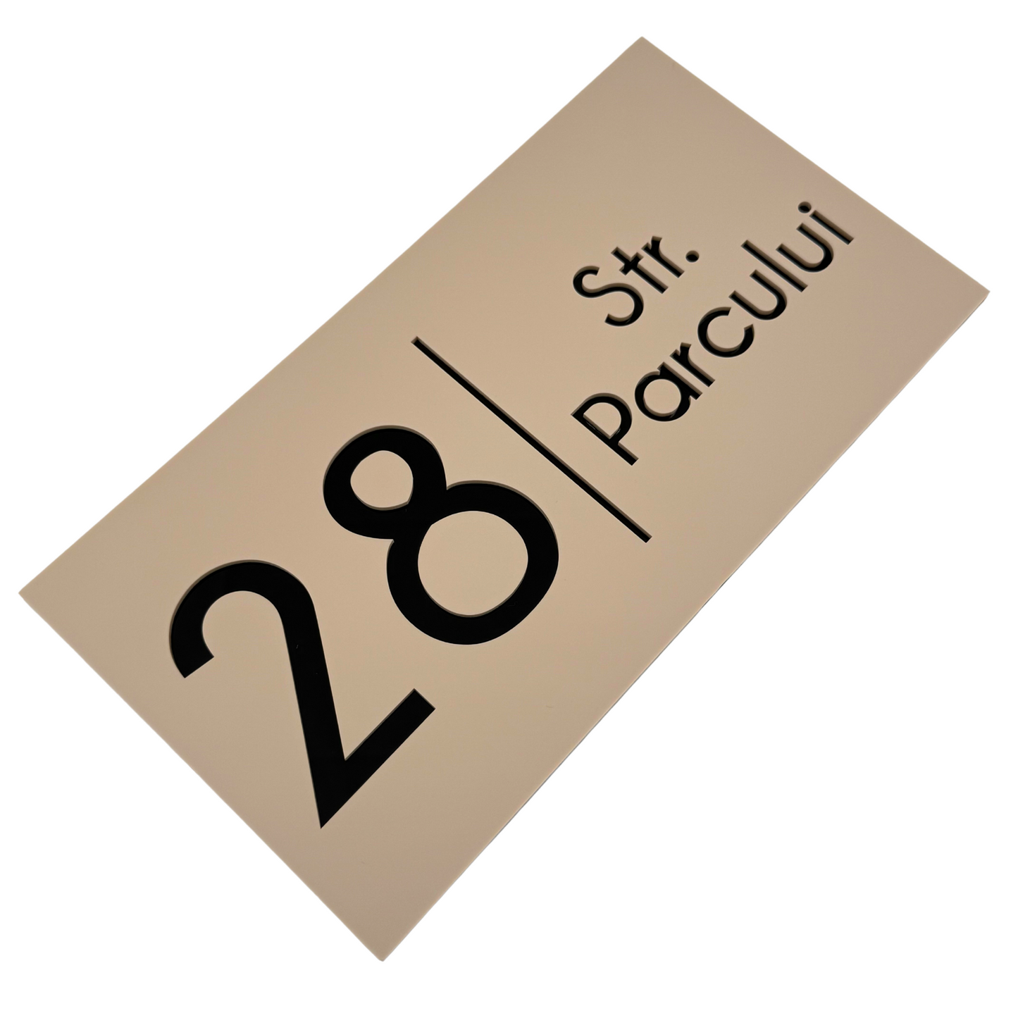 PREMIUM HOUSE NUMBER - Cream colour Satin Glossy Black - 28×15 cm