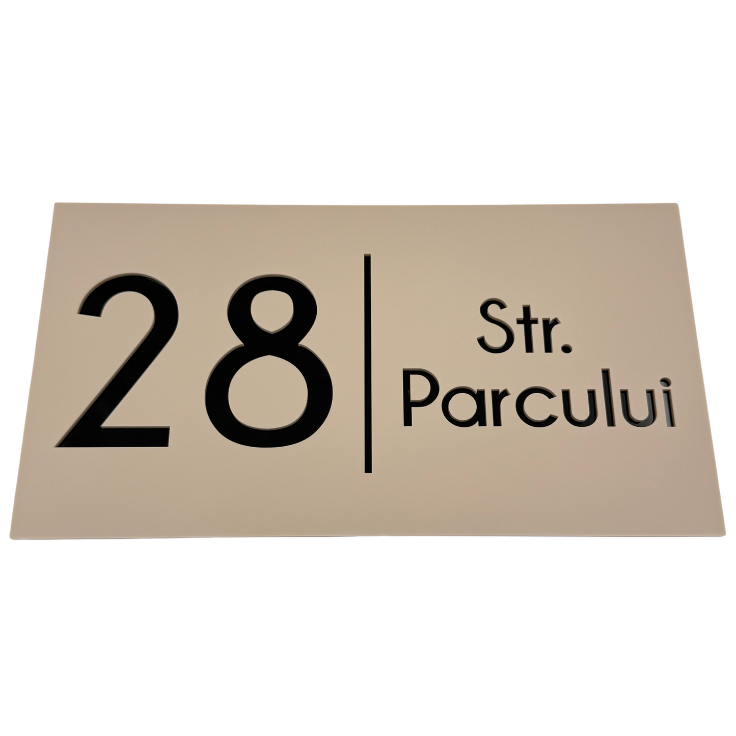 PREMIUM HOUSE NUMBER - Cream colour Satin Glossy Black - 28×15 cm