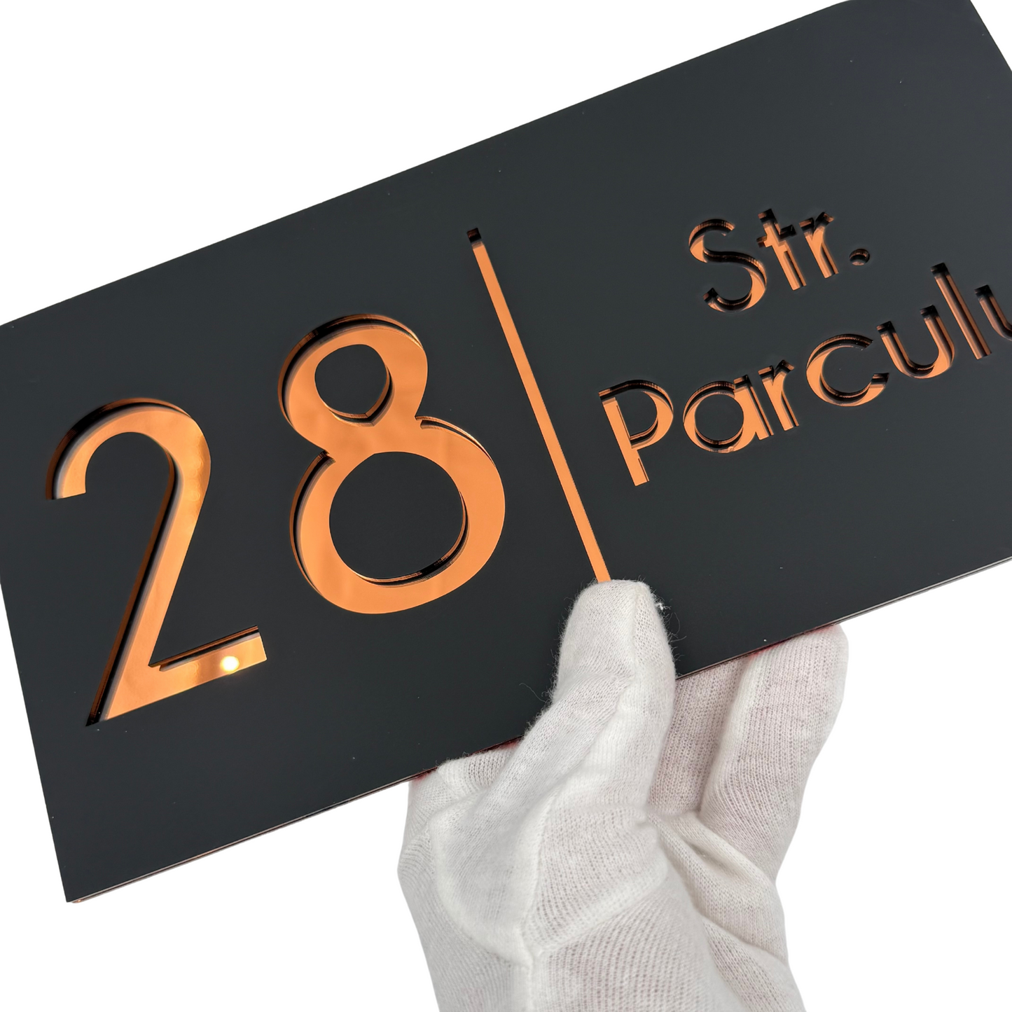 PREMIUM HOUSE NUMBER - Satin Black Copper Mirror- 28×15 cm