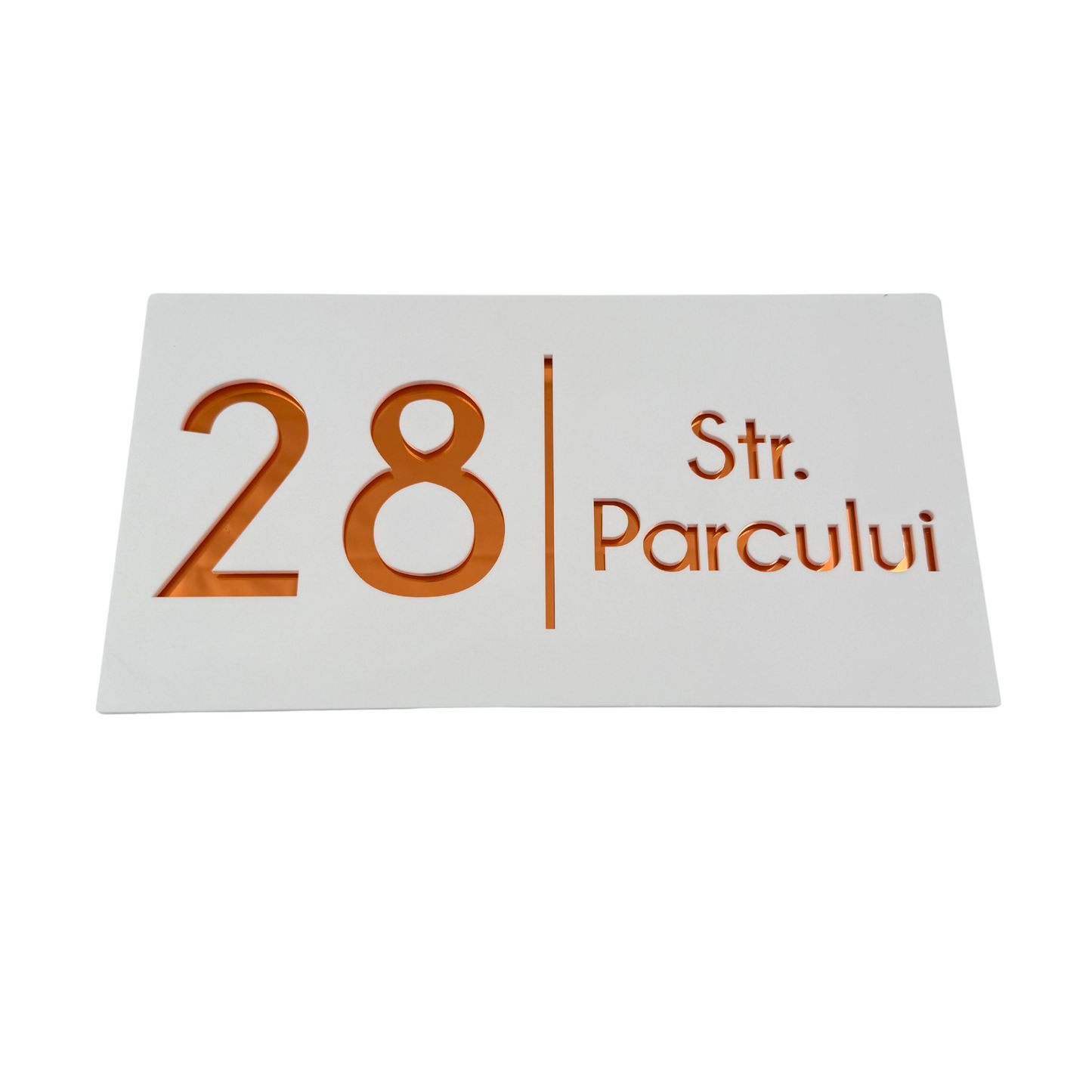 PREMIUM HOUSE NUMBER - White Satin Copper Mirror- 28×15 cm