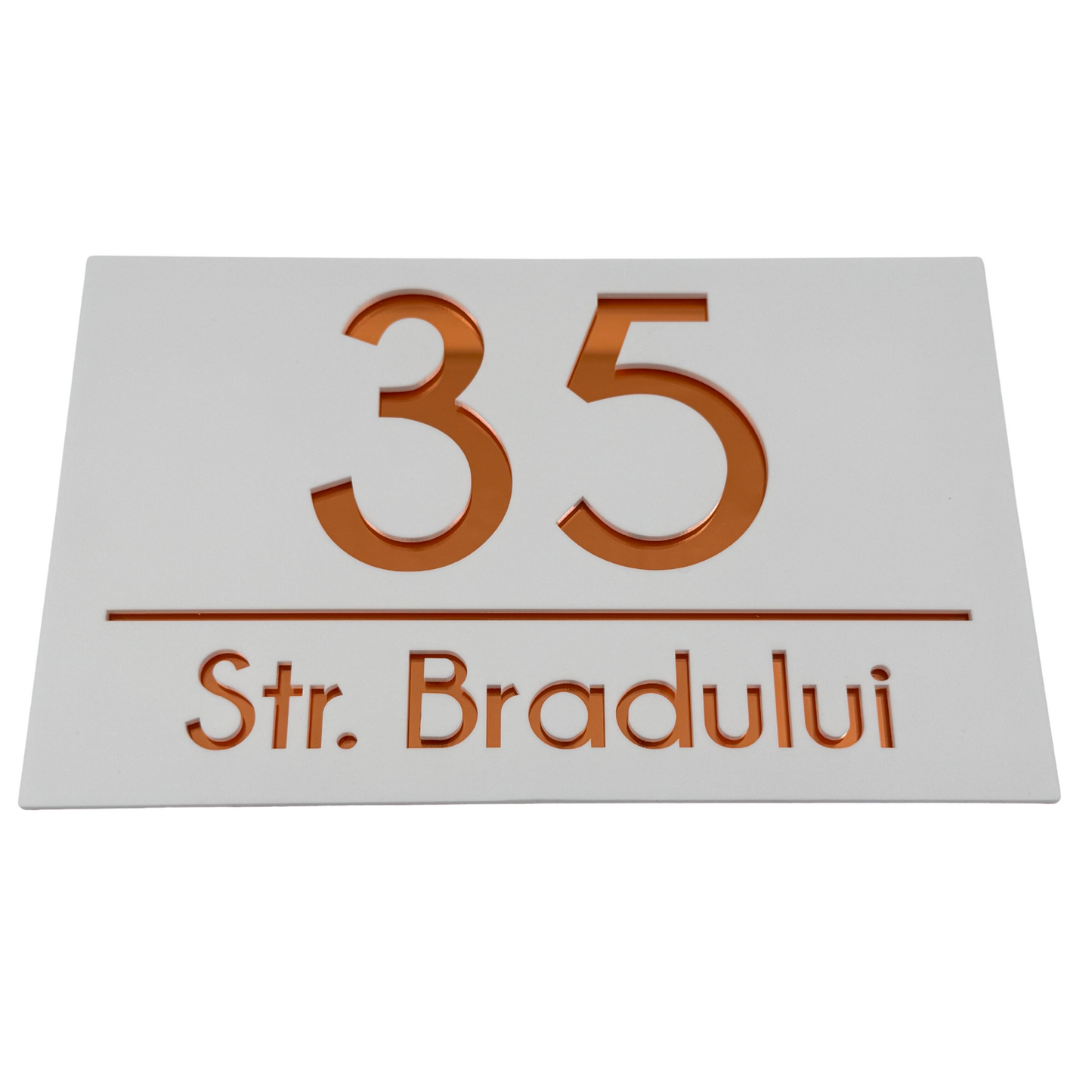 PREMIUM HOUSE NUMBER - White Satin Copper Mirror - 24×15 cm