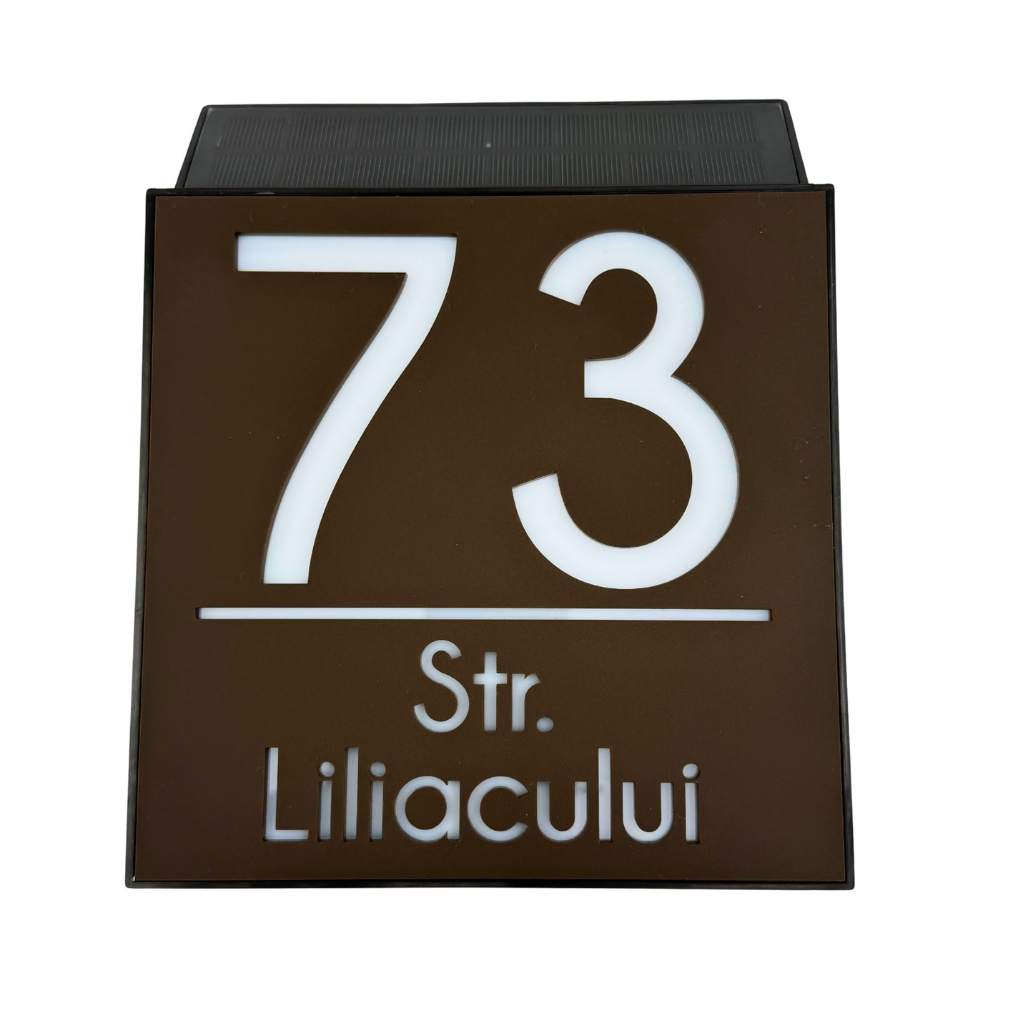 PREMIUM HOUSE NUMBER - Maro Satin Caseta Led Solar - 18×18 cm