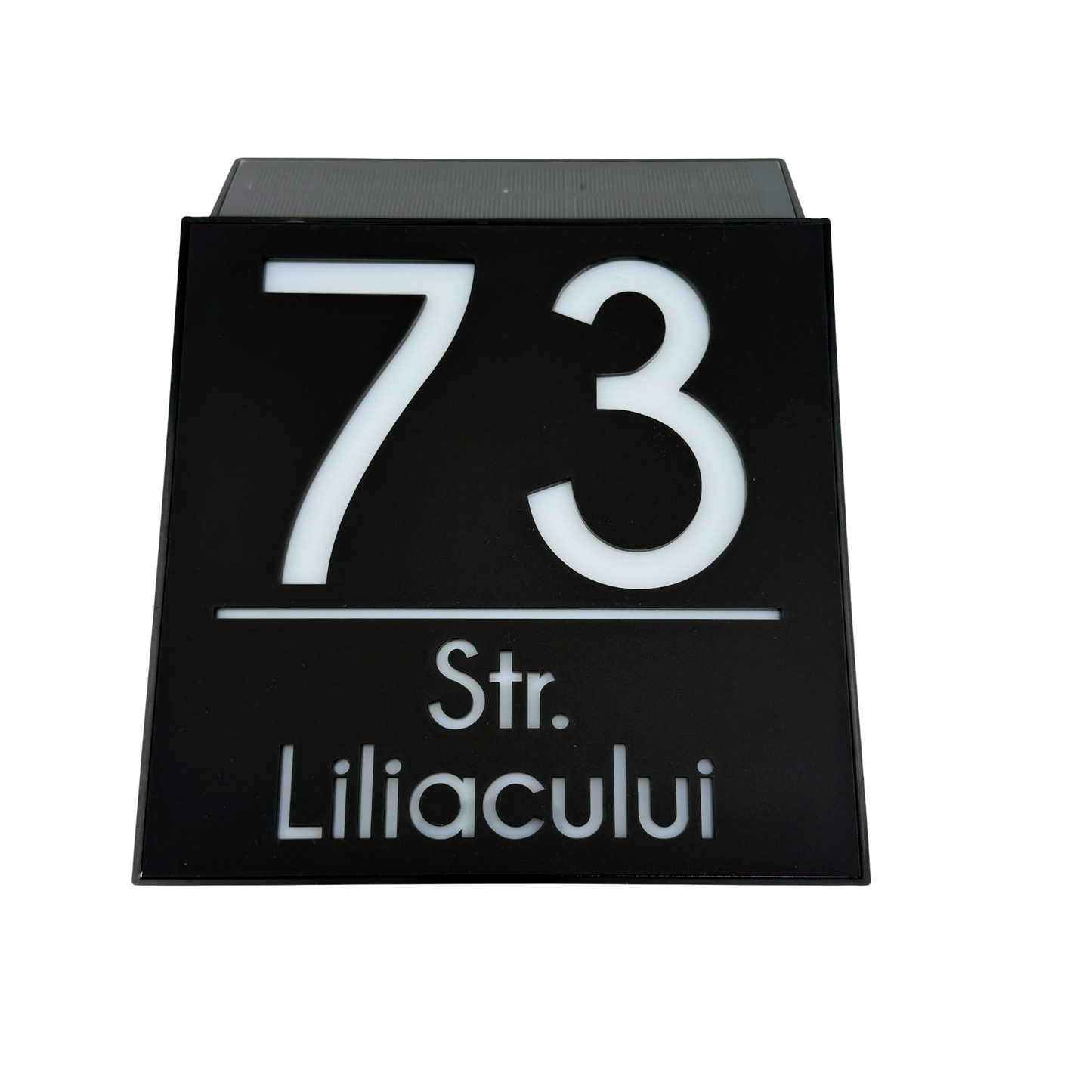 PREMIUM HOUSE NUMBER - Satin Black Caseta Led Solar - 18×18 cm