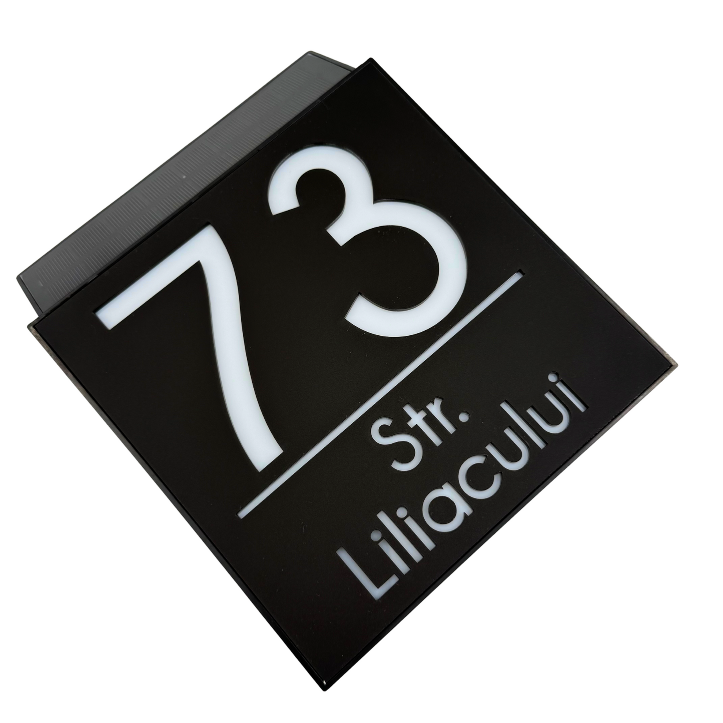 PREMIUM HOUSE NUMBER - Satin Black Caseta Led Solar - 18×18 cm