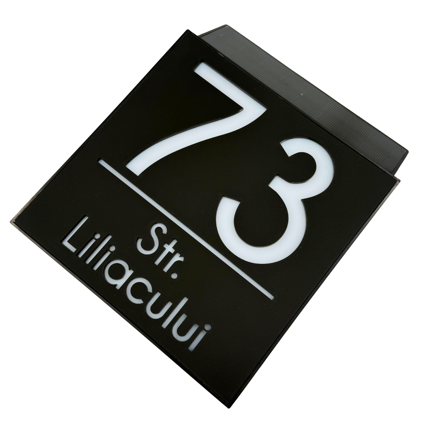 PREMIUM HOUSE NUMBER - Satin Black Caseta Led Solar - 18×18 cm