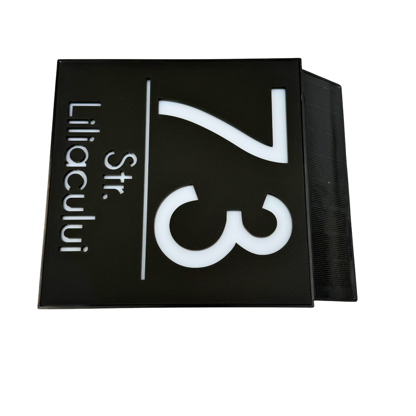 PREMIUM HOUSE NUMBER - Satin Black Caseta Led Solar - 18×18 cm