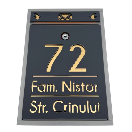 CUTIE POSTALA PERSONALIZATA - Satin Grey Gold Mirror - 32x22×9 cm