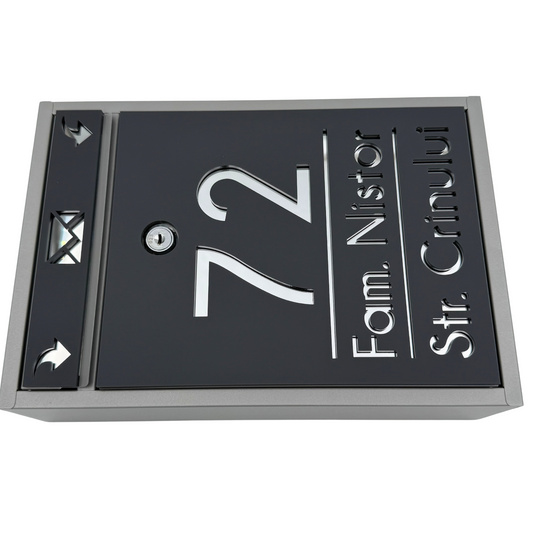 CUTIE POSTALA PERSONALIZATA - Satin Grey Silver Mirror - 32x22×9 cm