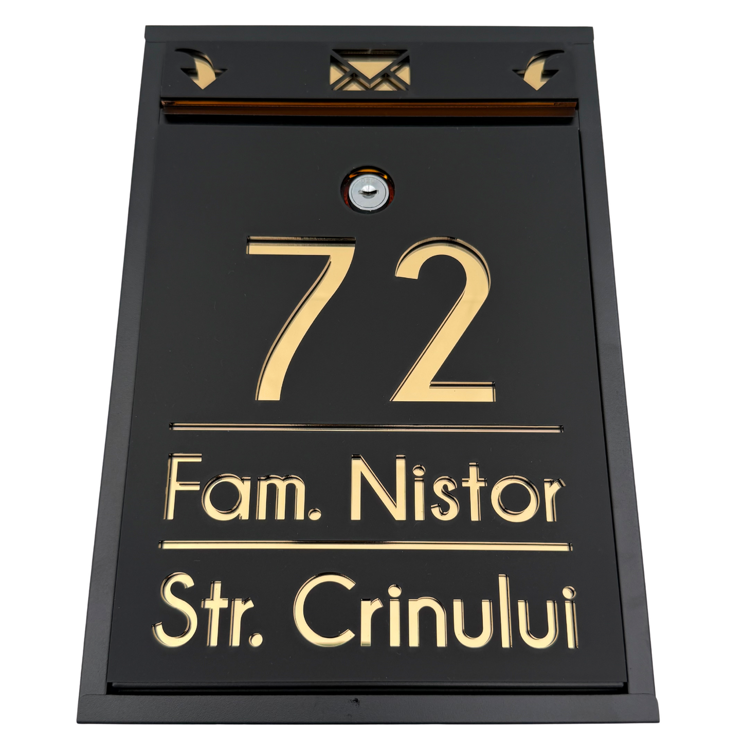 CUTIE POSTALA PERSONALIZATA - Satin Black Gold Mirror - 32x22×9 cm
