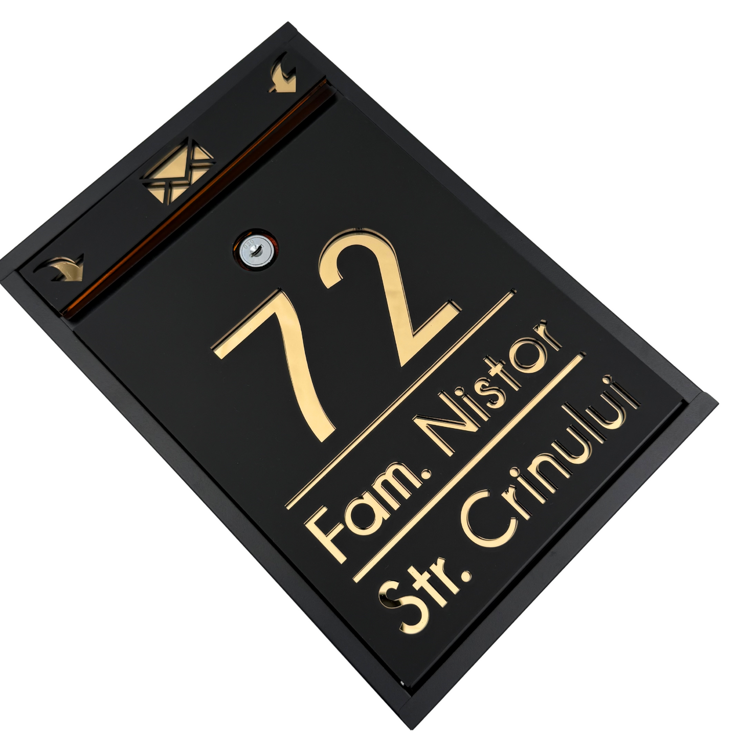 CUTIE POSTALA PERSONALIZATA - Satin Black Gold Mirror - 32x22×9 cm