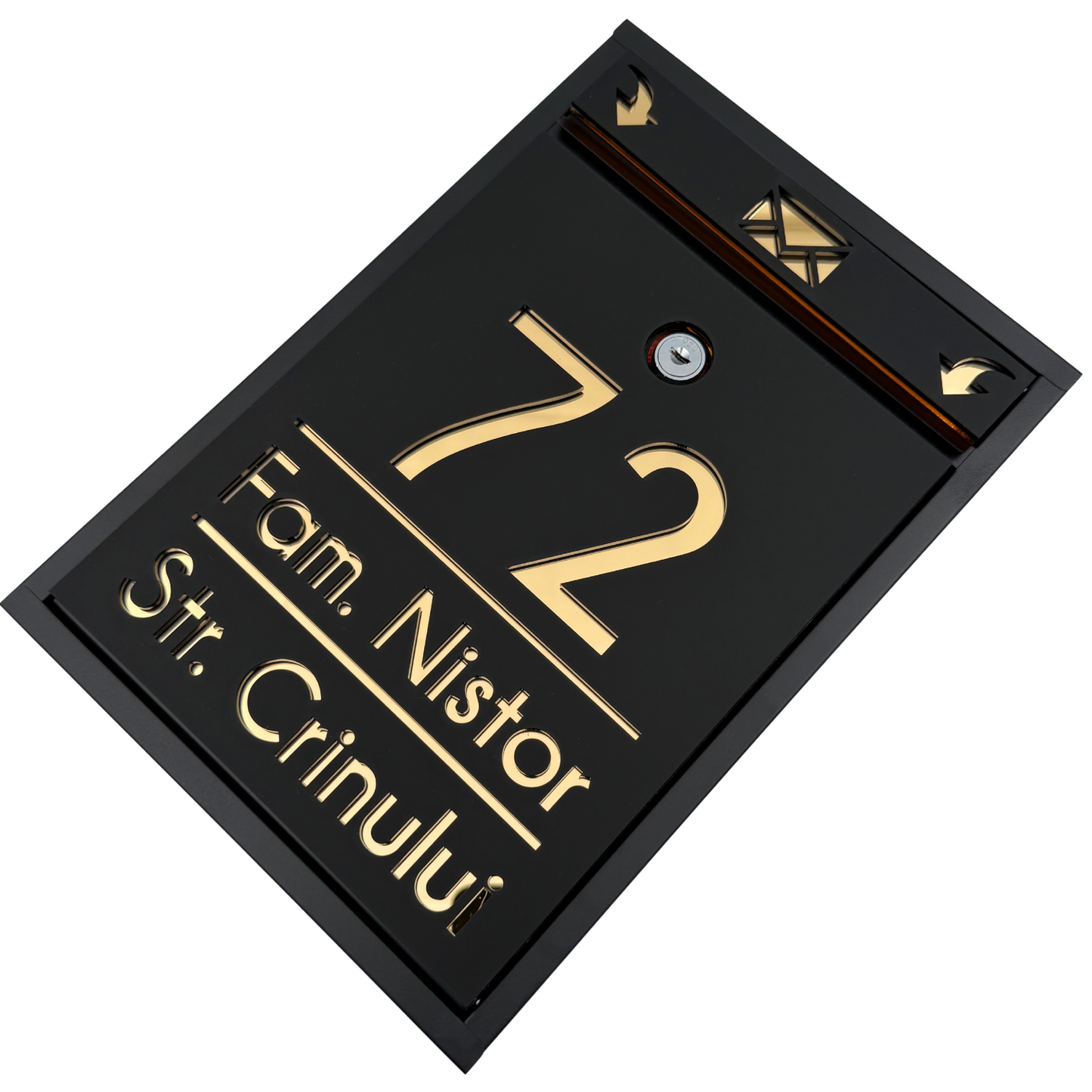 CUTIE POSTALA PERSONALIZATA - Satin Black Gold Mirror - 32x22×9 cm