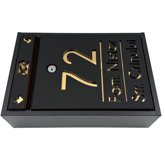 CUTIE POSTALA PERSONALIZATA - Satin Black Gold Mirror - 32x22×9 cm
