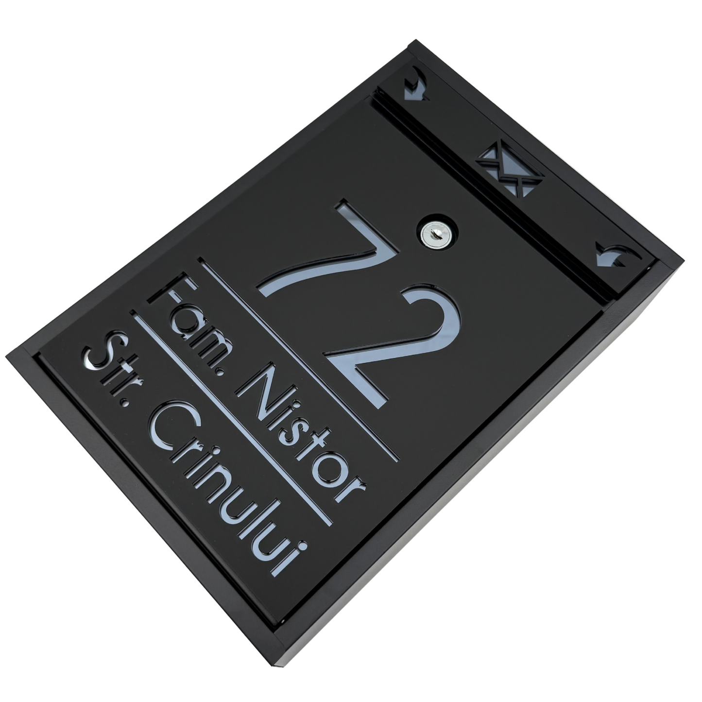 CUTIE POSTALA PERSONALIZATA - Satin Black Anthracite Grey Mirror - 32x22×9 cm