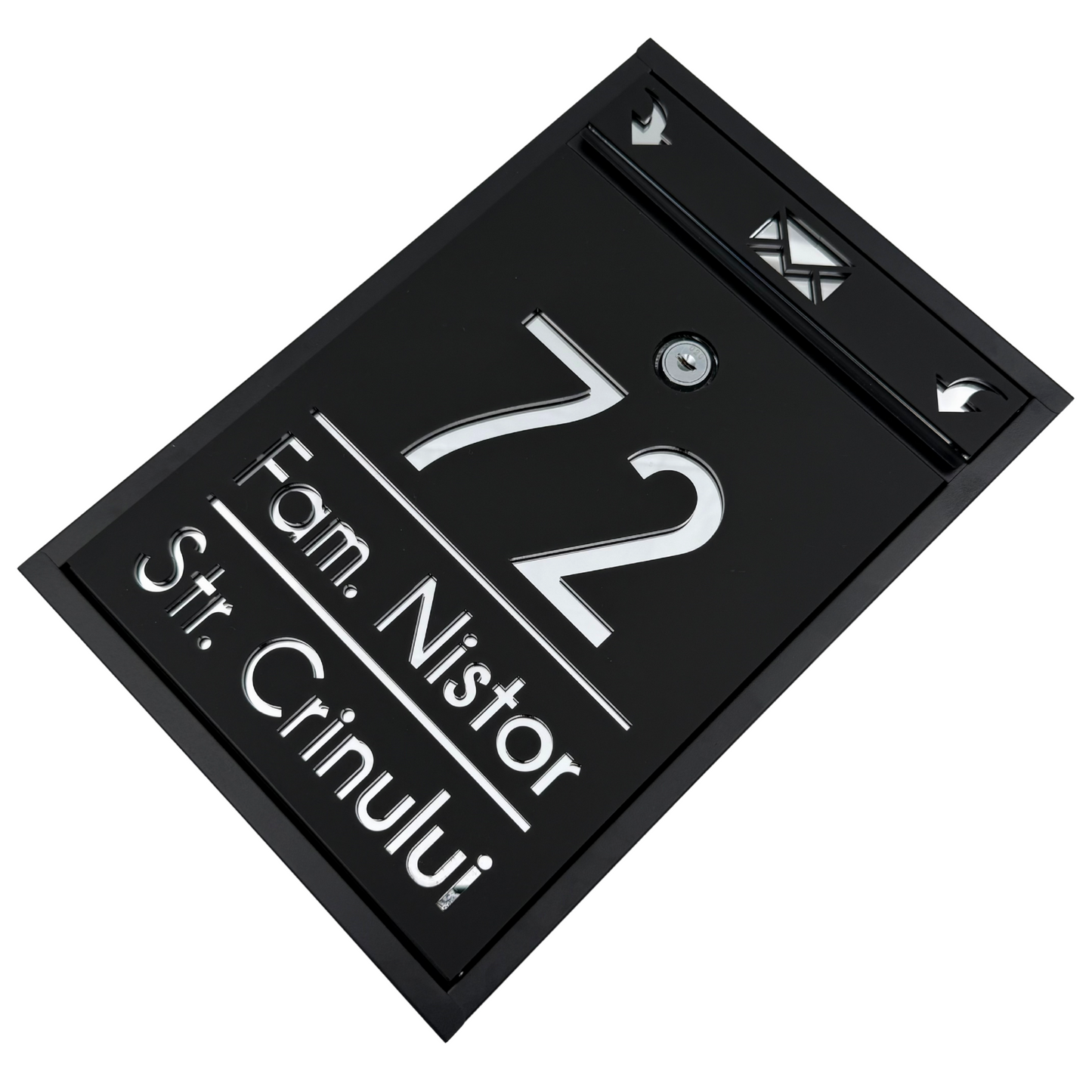 CUTIE POSTALA PERSONALIZATA - Satin Black Silver Mirror - 32x22×9 cm