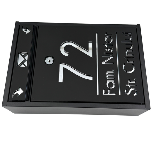 CUTIE POSTALA PERSONALIZATA - Satin Black Silver Mirror - 32x22×9 cm