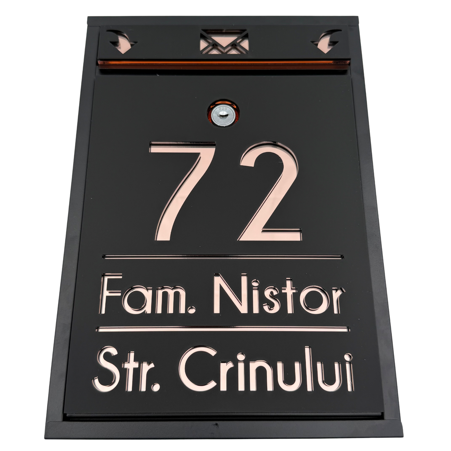 CUTIE POSTALA PERSONALIZATA - Satin Black Rose Gold Mirror - 32x22×9 cm