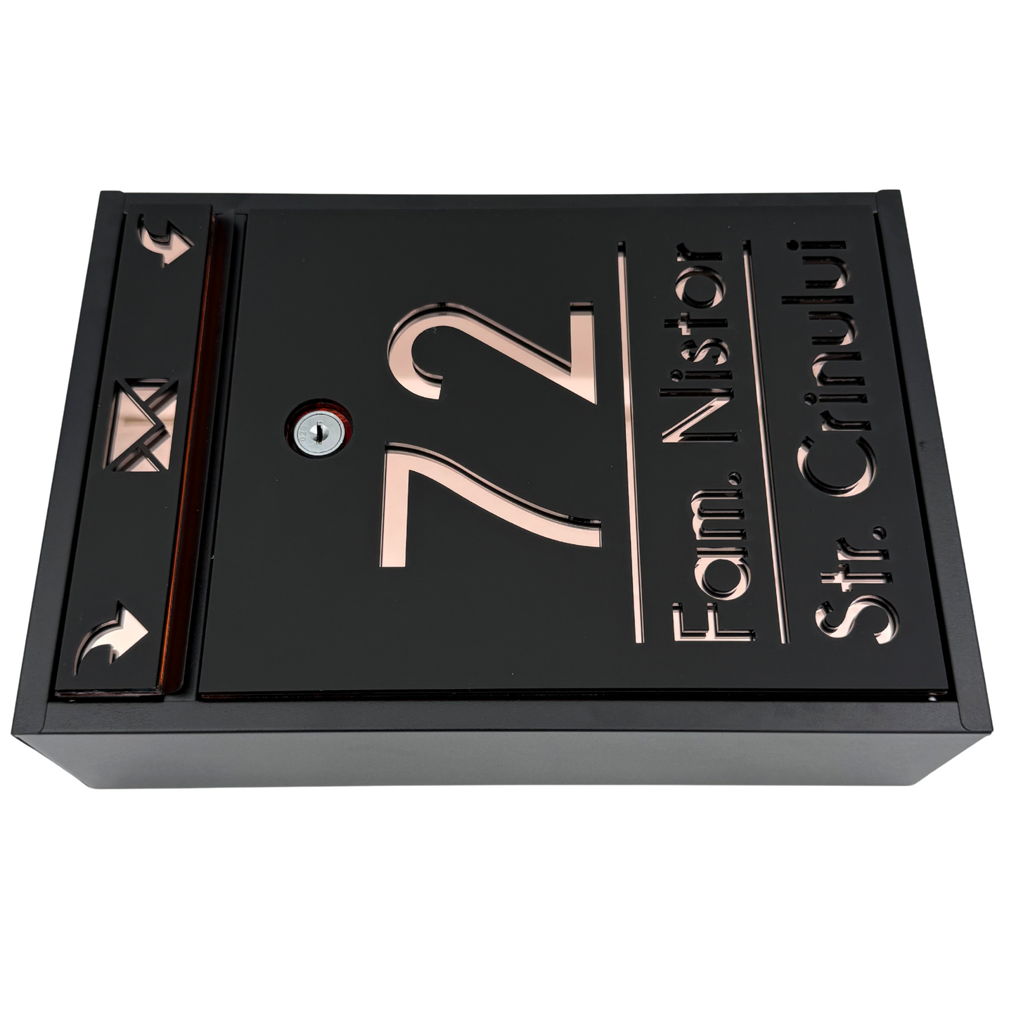 CUTIE POSTALA PERSONALIZATA - Satin Black Rose Gold Mirror - 32x22×9 cm
