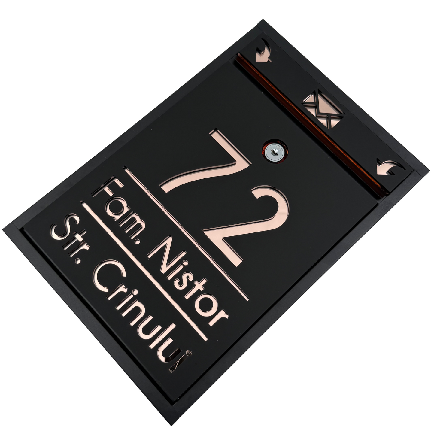 CUTIE POSTALA PERSONALIZATA - Satin Black Rose Gold Mirror - 32x22×9 cm