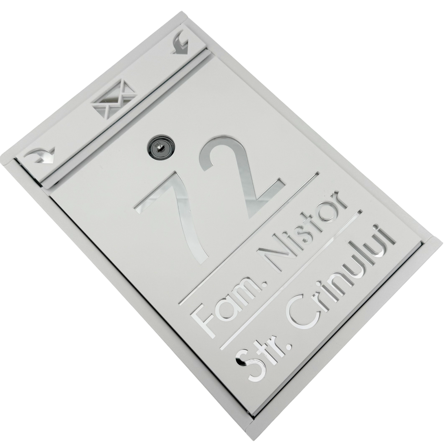 CUTIE POSTALA PERSONALIZATA - White Satin Silver Mirror - 32x22×9 cm
