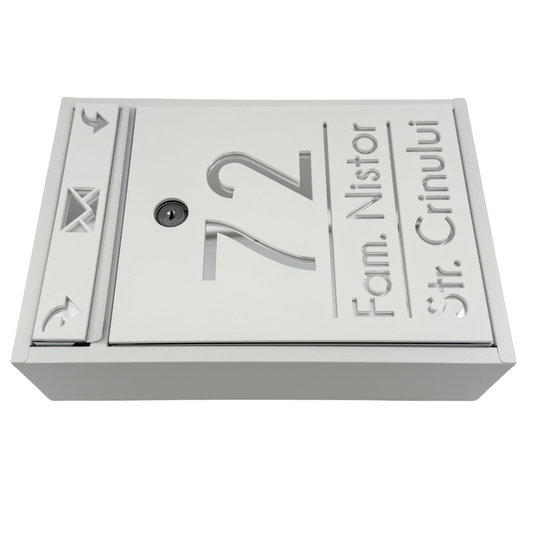 CUTIE POSTALA PERSONALIZATA - White Satin Silver Mirror - 32x22×9 cm