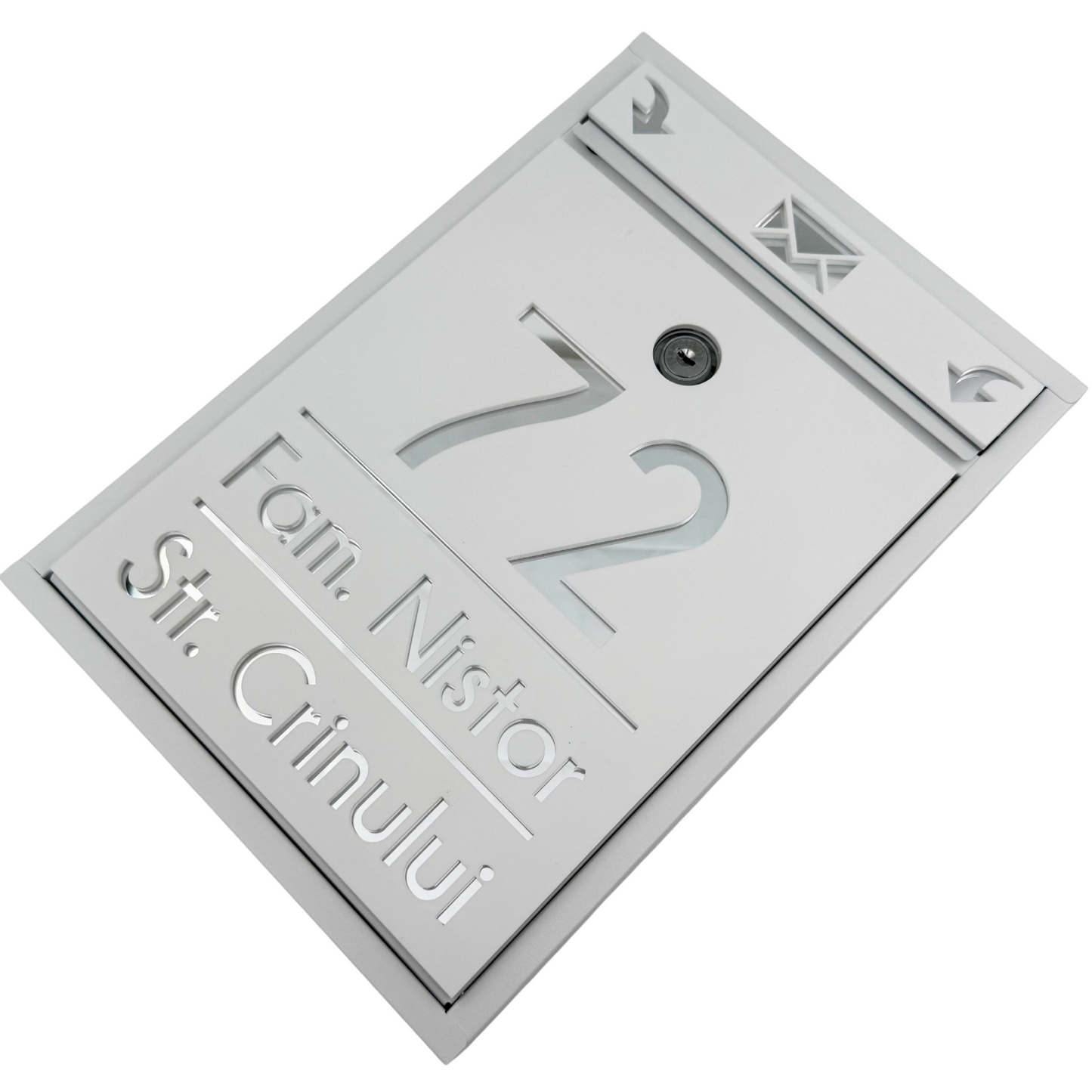 CUTIE POSTALA PERSONALIZATA - White Satin Silver Mirror - 32x22×9 cm