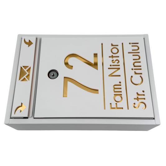 CUTIE POSTALA PERSONALIZATA - White Satin Gold Mirror - 32x22×9 cm