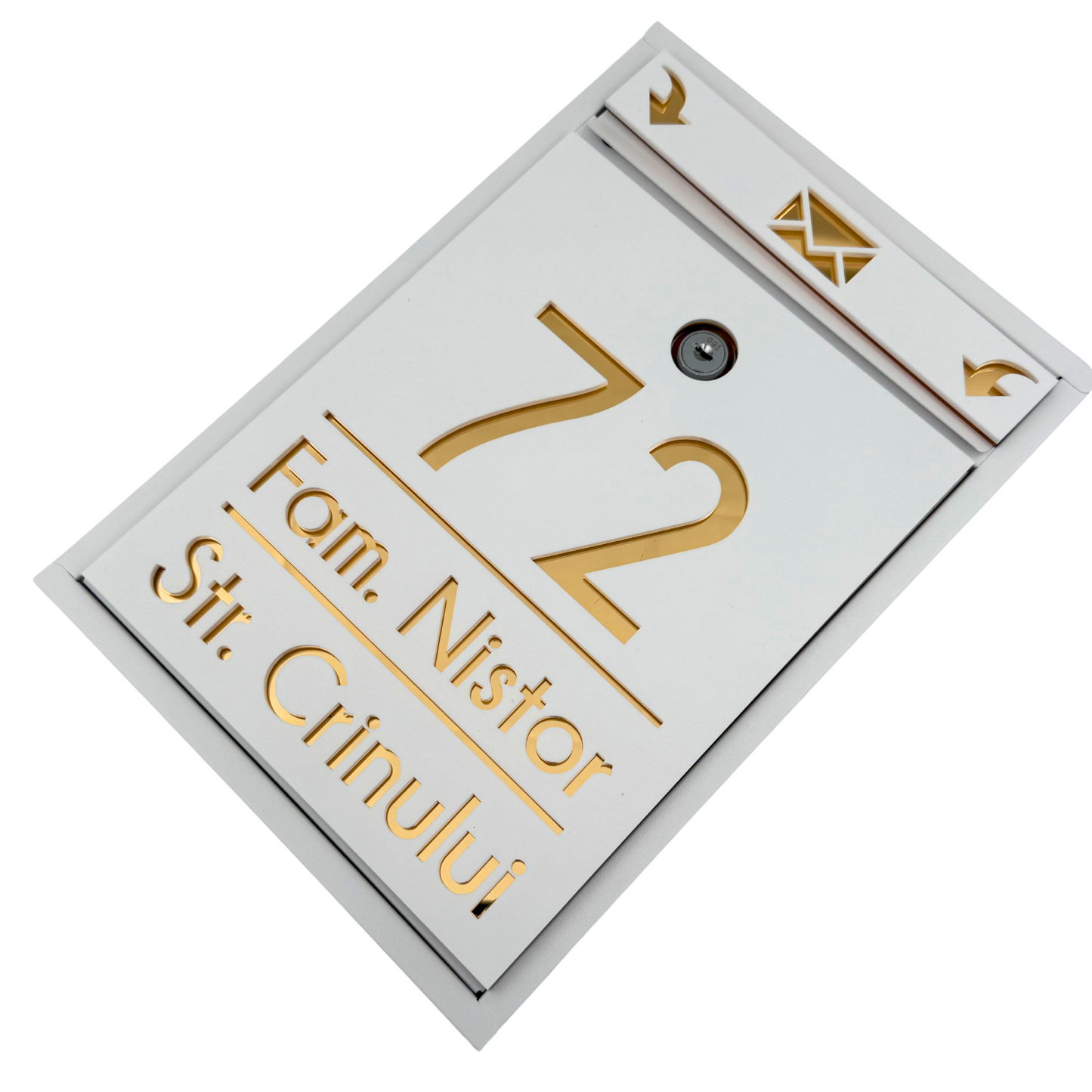 CUTIE POSTALA PERSONALIZATA - White Satin Gold Mirror - 32x22×9 cm