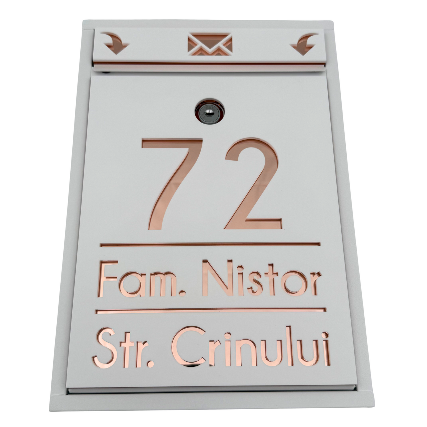 CUTIE POSTALA PERSONALIZATA - White Satin Rose Gold Mirror - 32x22×9 cm