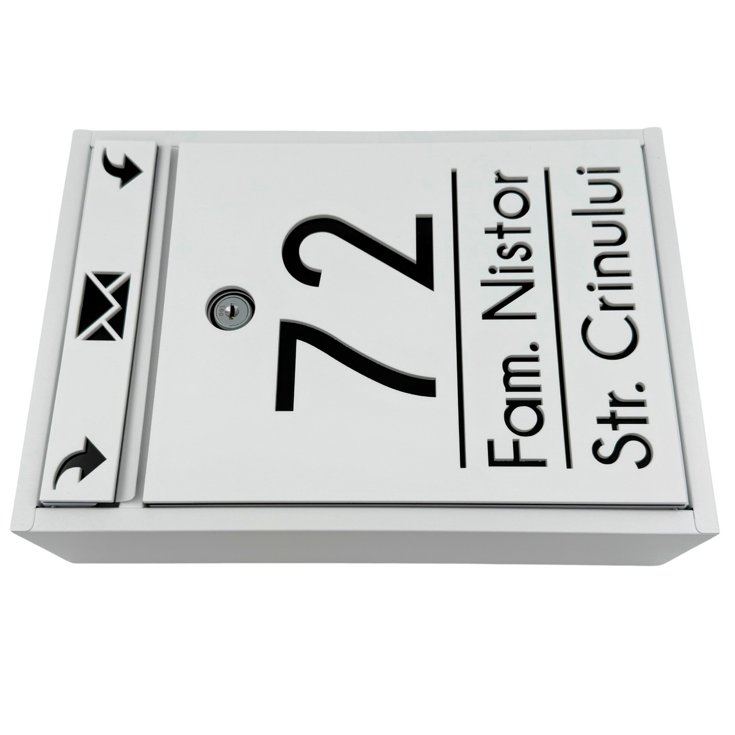 CUTIE POSTALA PERSONALIZATA - White Satin Glossy Black - 32x22×9 cm