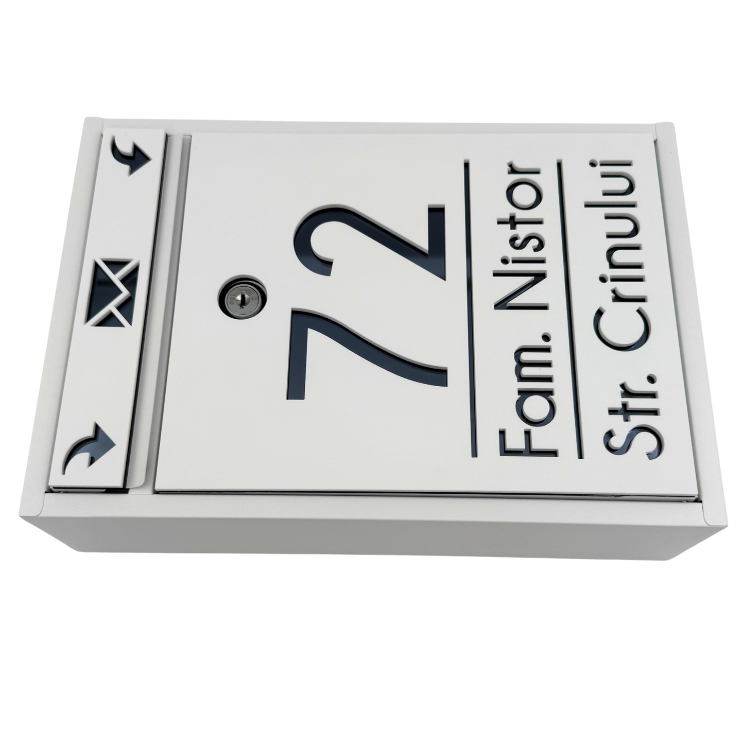 CUTIE POSTALA PERSONALIZATA - White Satin Anthracite Grey Mirror - 32x22×9 cm