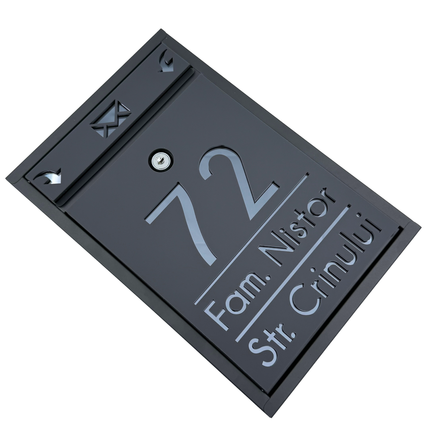 CUSTOM MAIL BOX - Satin Grey Anthracite Grey Mirror - 32x22×9 cm