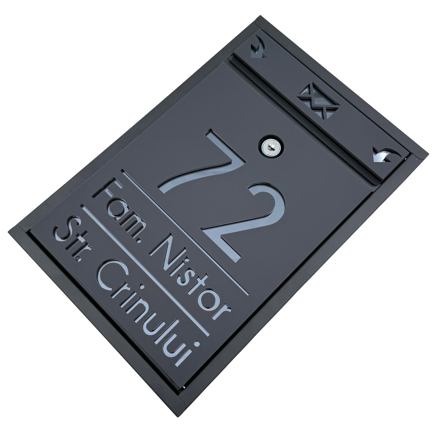 CUSTOM MAIL BOX - Satin Grey Anthracite Grey Mirror - 32x22×9 cm
