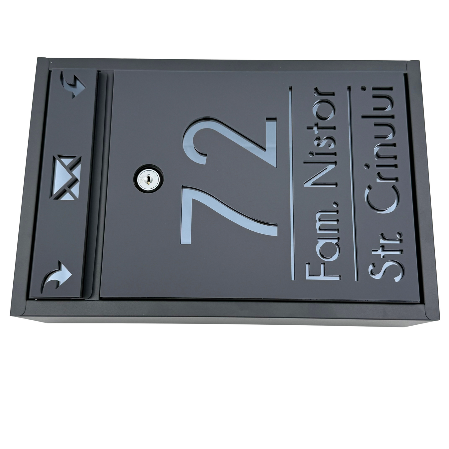 CUSTOM MAIL BOX - Satin Grey Anthracite Grey Mirror - 32x22×9 cm