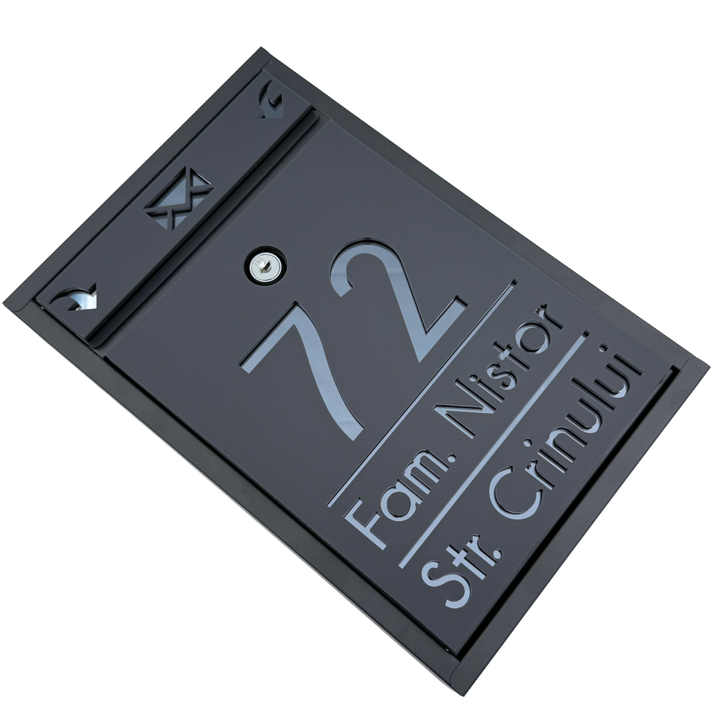 CUSTOM MAIL BOX - Satin Grey Anthracite Grey Mirror - 32x22×9 cm