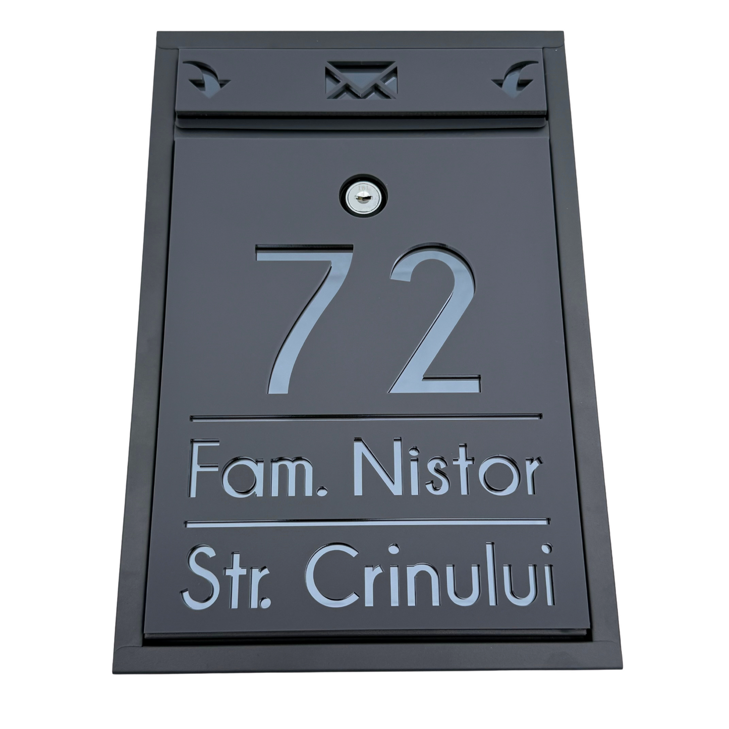 CUSTOM MAIL BOX - Satin Grey Anthracite Grey Mirror - 32x22×9 cm